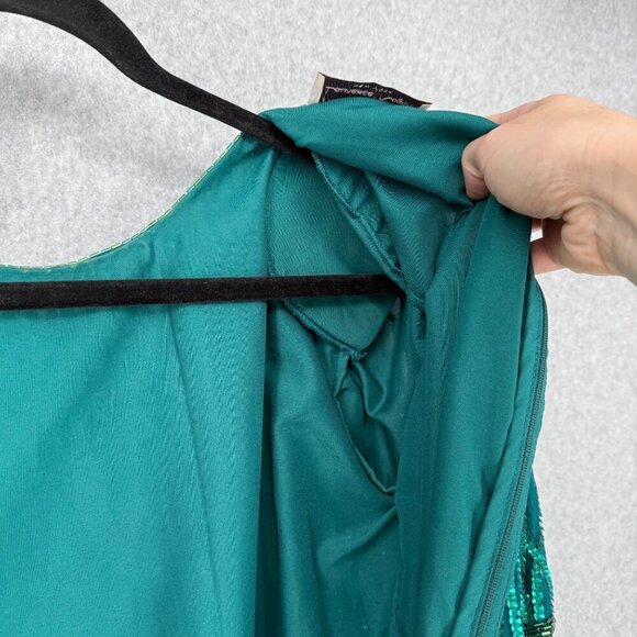 Laurence Kazar Womens VTG Silk Cocktail Party Dress Size M Green Sequin Beaded - Picture 7 of 16